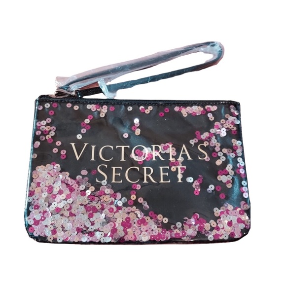 Victoria’s Secret Black Wristlet With Glitter Red & Pink Sequin - Picture 3 of 5